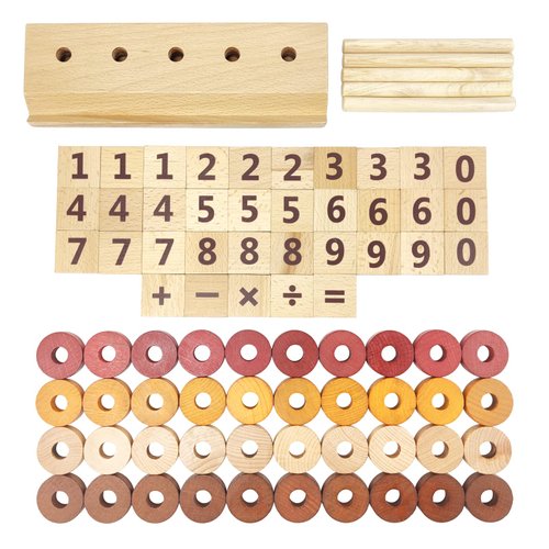 Xylolin Montessori Toys for Toddlers, Wooden Math Number Blocks Counting and Manipulative Toys, Basic Math Game Preschool Learning Educational Materials for Toddlers Kids 2 3 4 5 Years