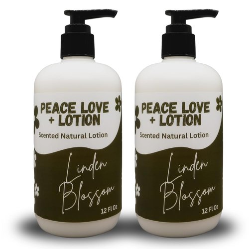 Peace Love + Lotion Linden Blossom Scented Natural Body Lotion, 12 Oz (2 Pack)