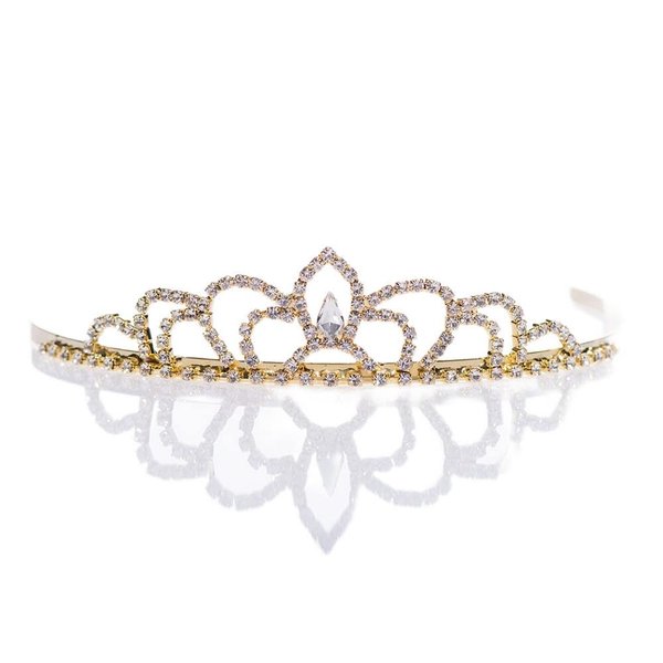 Anderson's Sissy Clear Rhinestone Gold Tiara, 1.25 Inches, Women, Girls, Wedding Tiara, Queen Or Princess Prom Tiara Homecoming, Pageant, Wedding, School Dance, Award, Costume, Party, Event