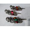 Retro boho alligator hair claw clip with crystals (Primary color: Pink)