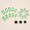 Foccna Comic Press on Nails Medium, Acrylic Fake Nails Square Cartoon False Nails Green,Artificial Nails for Women and Girls- 24 pcs