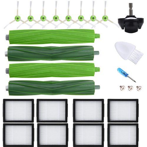 Parts accessories Compatible for iRobot Roomba e5 e6 i1 i2 i3 i4 i5 i6 i7 i8 j5 j6 j7 j8 and all Plus i e j Series Vacuum Cleaner 2 Set Roller Brushes 8 HEPA Filters 8 Side Brushes 1 caster wheel