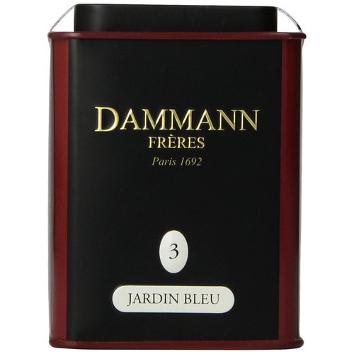 Dammann Freres Loose Leaf, Jardin Bleu, Premium Gourmet French Black Tea, Blend Strawberry, Rhubarb Flavors, 3.52 Ounce Tin