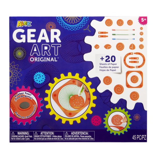 Alex Toys - Gear Art Original - Supplies for Kids 9-12 - Designer Kit Drawing Supplies - Includes Spinner Gears, Gear Holders, and Gel Pens for Geometric Art and Shape Drawing - 1 Box, 45 Pieces