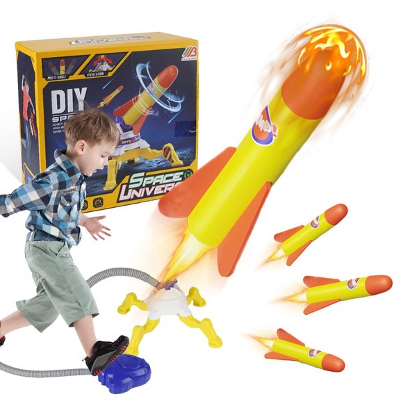 Foot Stomping Rocket Super Rocket Launcher, 3 Rockets - Indoor and Outdoor, Toy Gifts for Boys and Girls - High-Altitude Flying Toys, Foam Blasting Suit, Adjustable Launch Station for Multiple People.