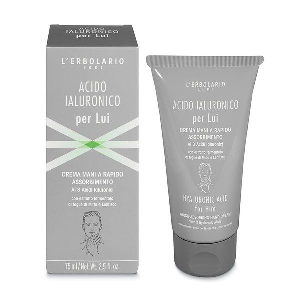LErbolario Hyaluronic Acid Quick-Absorbing Hand Cream for Men - 2.5 oz Cream