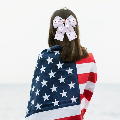 4th of July Hair Bow Clips for Women Patriotic American Flag Star Hair Bows Red White and Blue Hair Clips USA Fourth Of July Hair Accessories Outfits Gifts Party Favors (White)