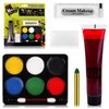 Face Body Paint Set, Halloween Makeup, 6 Colors Face Body Paint + Washable Fake Blood + White Cream Makeup, Face Paint SFX Makeup Kit, Face Painting Kit for Halloween Zombie Skeleton Cosplay Clown