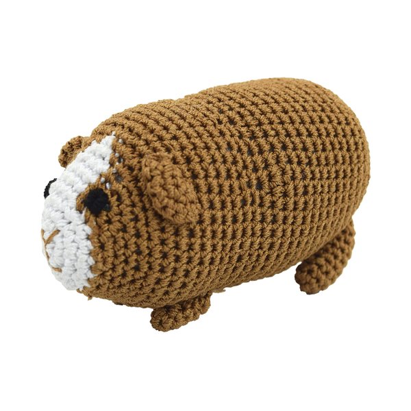 PETFLY Dog Teeth Cleaning Organic Cotton Crochet Squeaky Dog Toy for Small Dog - Guinea Pig