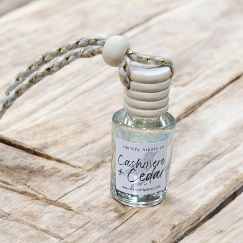 Hanging Car Diffuser 2-Pack – Long-Lasting Scent | 10 mL Each | Country Hippie Co. | Phthalate-Free | 10 Signature Scents (Cashmere + Cedar)