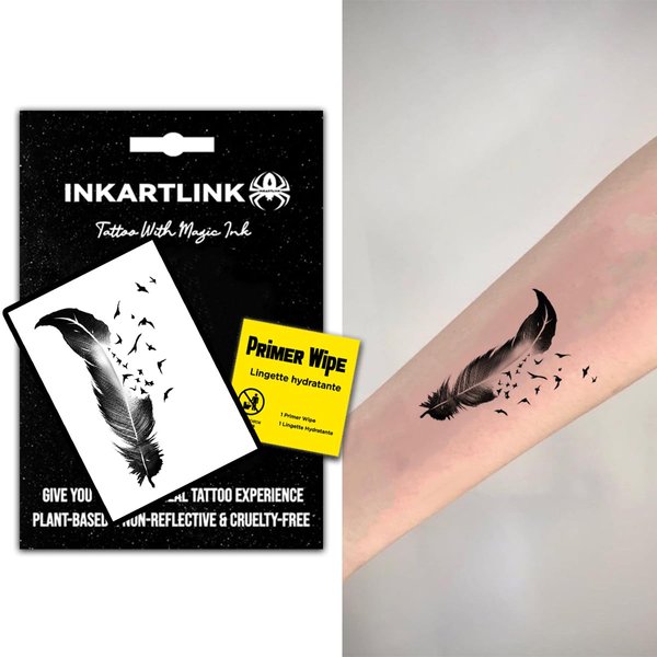 INKARTLINK Temporary tattoo, magical tattoo lasts 7-15 days, waterproof and non-reflective, exquisite packaging, unique design(Magic feather)