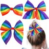 Rainbow Hair Bow Clips Gay Pride Day Cute Candy Bows Ribbon Hair-bow Hairclips Cheer Hair Headband for Party Beach Back to School Festival Hair Accessories 3PCS