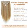 Clip in Hair Extensions 120g Dark Blonde Highlighted Bleach Blonde Clip in Hair Extensions Real Human Hair 8PCS Straight Double Weft Human Hair Clip in Hair Extensions(18/613,14inch)