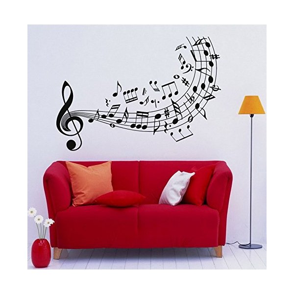 Music Wall Decal Vinyl Sticker Treble Clef Notes Instruments Art Wall Removable Home Decor (1mu6)