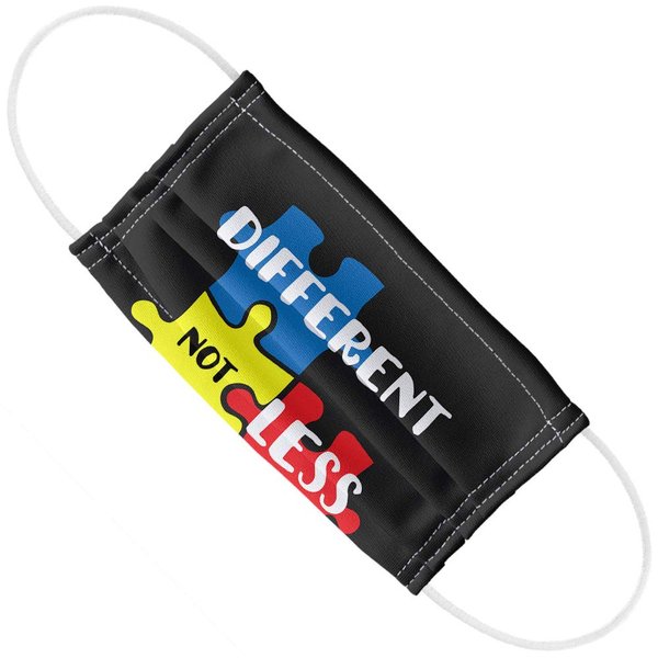 Popfunk Different Not Less Autism Puzzle Pieces 1-Ply Reusable Face Mask Covering with Adjustable Nose Wire, Unisex