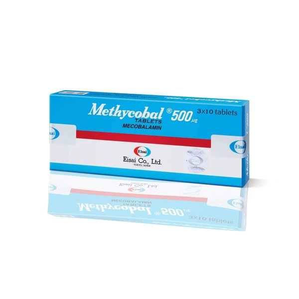 Methycobal 500 mcg tablets Mecobalamin (Packing 3 × 10's) Product of Eisai, Japan, Effective for Peripheral Nerve Supplement with Mecobalamin (B12) 500 mcg Oral 1 tab 3 Times a Day