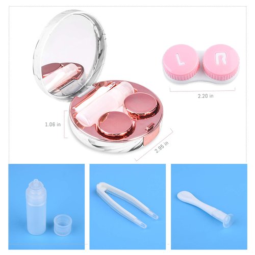 cauyuan Contact Lens Case，Portable Travel Contact Lens Box with Mirror Tweezers Remover Tool Solution Bottle for Travel & Home