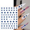 6 Sheets Red Blue White Star Nail Stickers, 3D Self-Adhesive Classic Star Nail Decals for Patriotic Women Nail Decoration