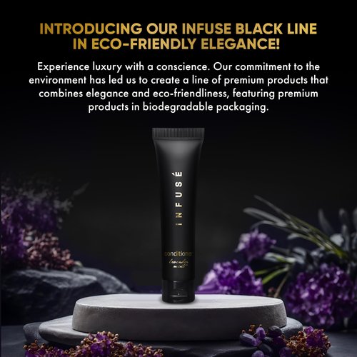 Infuse Black Hotel Toiletries Bulk, Amenities for Guest Hospitality, Motel, AirBnB, Gym, Luxury, Airport | Travel-Size Hotel Conditioner 1 oz (Case of 20)