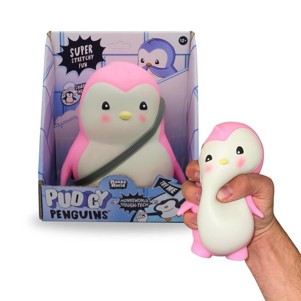 MonkeWorld Pudgy Penguin Peaches in Pink Squishies Fidget Toy Penguin Plush Squishy Toys for Kids