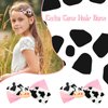 Cow Print Hair Bows Clips for Girls,Cute Moo Cow Bows Grosgrain Ribbon Hair Bow Alligator Clips for Toddler Children Kids Women Cowgirl Birthday Party Costume Hair Accessories Birthday Gifts, 6Pcs