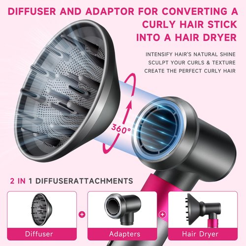 Diffuser and Adaptor for Dyson Airwrap Styler, Upgraded Hair Dryer Attachments Accessories Replacement for all hair types