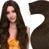 LaaVoo Dark Brown Tape in Hair Extensions Human Hair #4 Tape Hair Extensions Real Human Hair Silky Straight Brown Hair Extensions Tape ins 20 Pieces 14 Inch 40g