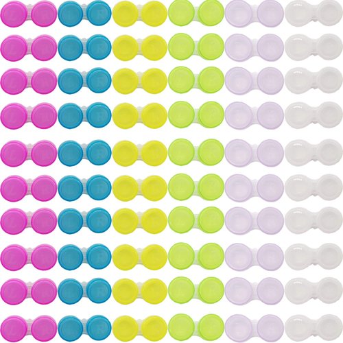 RONYOUNG 60PCS Contact Lens Cases Contact Lens Holder Box Left/Right Eyes Contact Lens Container, 6 Colors