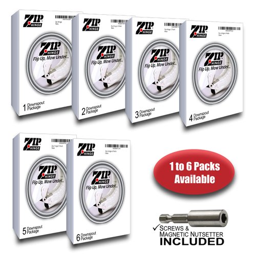 Zip Hinge 1 Pack Plus | Made in The USA Gutter Extension Hinge | Also Includes Clasp, Screws, Magnetic Nutsetter & Instructions | Easy DIY Installation on Any Size Rectangle or Square Downspout