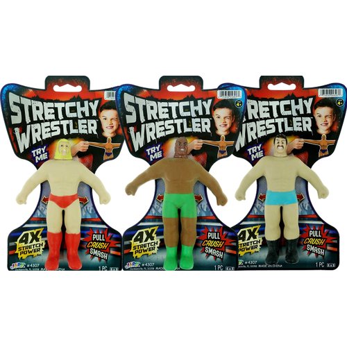 JA-RU Super Stretchy Wrestlers (3 Wrestlers) Classic Retro Squishy Action Figure for Kids & Adults, Boys Toys. Wrestling Strong Man Stretch & Pull Stress Relief Fidget Toy. Party Favors. 4307-3p