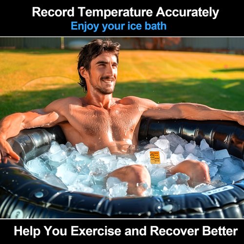 XANGNIER Ice Bath Thermometer & Timer,IP67 Waterproof Floating Water Thermometer for Cold Plunge Tub Accessories,Digital Display with Light Easy Read,Cold Plunge Thermometer