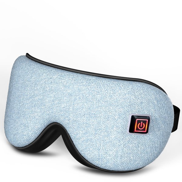 BOQUBOO Cordless Heat and Cooling Sleep Eye Mask for Dry Eyes Migraines, Electric Heated Eye Mask for Sleeping, Cooling Eye Mask for Travel Birthday Gift for Woman & Man (Blue)