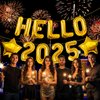 Gold Hello 2025 Balloons Numbers New Years Decorations with Star Balloons for New Years Eve Party Supplies 2025, New Year Balloons for Happy New Year Decorations 2025, NYE Decorations 2025