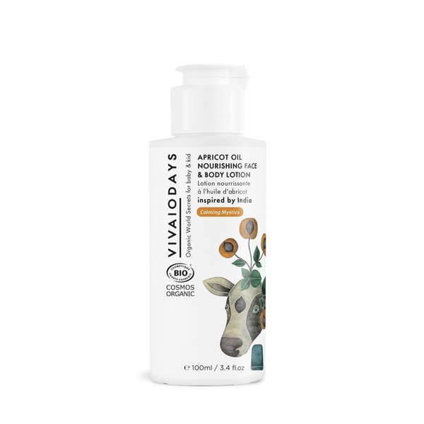 VIVAIODAYS Organic Apricot Oil Nourishing Face & Body Lotion for Baby & Everyone Else (3.4 fl oz | 100 m)