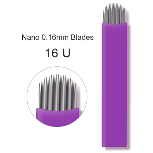 50pcs Purple Microblading blades Nano U shape 0.16mm Semi Permanent Makeup Eyebrow Tattoo needles (16U)