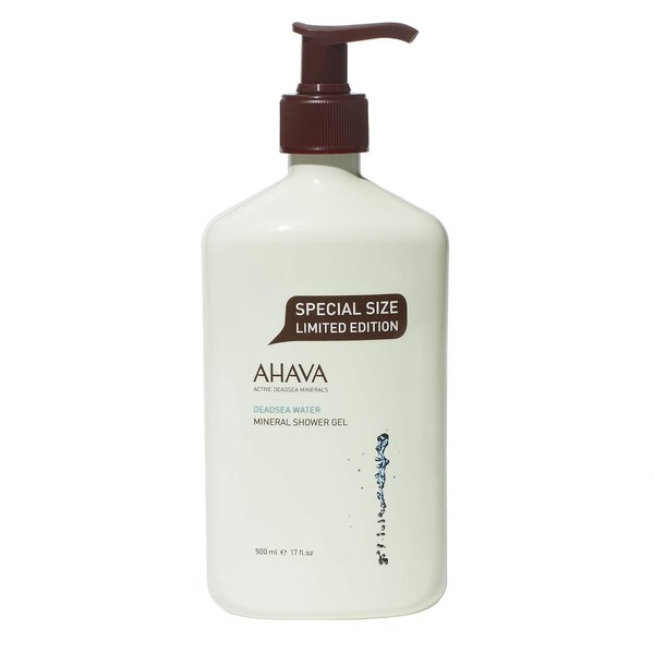 AHAVA Dead Sea Water Mineral Shower Gel, Limited Edition Double Size - Refreshes & Relaxes, Washes Away Dirts & Impurities, Enriched with Exclusive mineral blend of Dead Sea, Osmoter & Zinc, 17 Fl.Oz