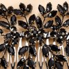 Teyglen Black Rhinestone Wedding Hair Comb Bridal Black Crystal Hair Comb Wedding Hair Accessories for Bride Black Rhinestone Headpiece Hair Piece for Women Girls(Black)
