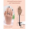 Silicone Practice Hand for Acrylic Nails with Stand Bracket, Flexible Bendable Nail Training Hand Technician Manicure Supply, Reusable Mannequin Hands for Nails Practice(Right Hand,Ivory White)
