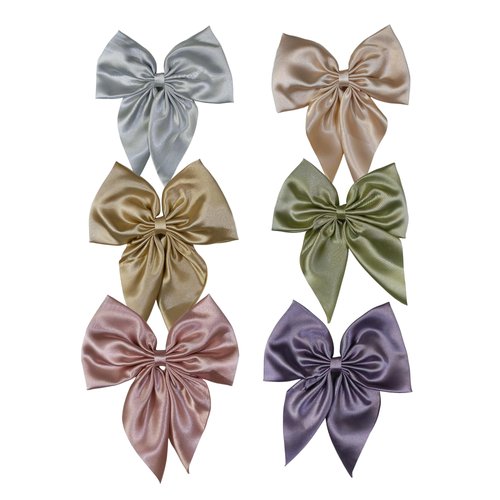 Hair Small Bows For Women Pestal Color Hair Bow Hair Clips 6 Pcs Hair Barrettes For Women With Small Tail Satin Ribbons Metal Clamp