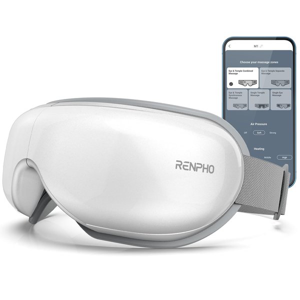 RENPHO FSA/HSA Eligible Eye Massager with App Control, Face Massager for Migraine Relief, Eye Mask Massage Setting with DIY Mode, Eye Care for Eye Strain, Dry Eye, Eye Mask for Relax, Mom Dad Gifts