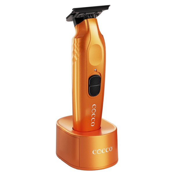 Cocco Hyper Veloce Pro Trimmer, Digital Gap Graphene Blade Edger, High-Torque Brushless BLDC Motor, Cordless, All-Metal Design, Lithium-Ion Battery, Charging Base Included, Orange
