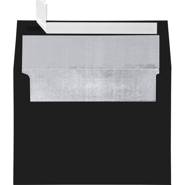 LUXPaper A7 Foil Lined Invitation Envelopes | Peel & Press | 5 1/4" x 7 1/4" | Black w/Silver LUX Lining | 80lb. Text | 50 Qty