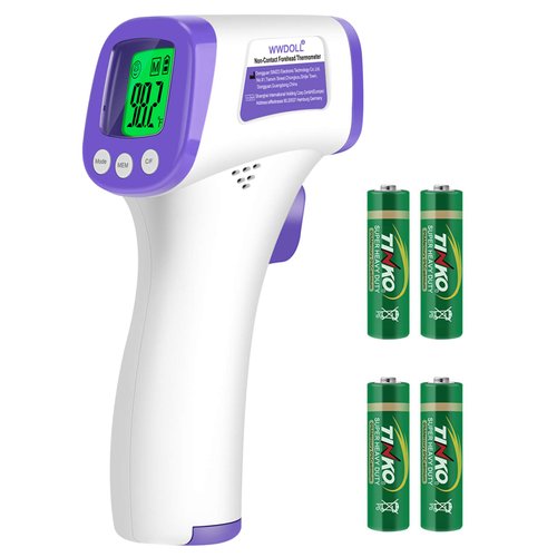 WWDOLL Thermometer for Adults Forehead Infrared Thermometer No Contact - High Caliber Sensor Digital Thermometer with LCD Display for Medical Offices, Hospitals - 4 Batteries Include