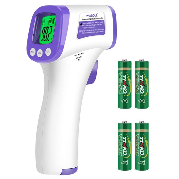 WWDOLL Thermometer for Adults Forehead Infrared Thermometer No Contact - High Caliber Sensor Digital Thermometer with LCD Display for Medical Offices, Hospitals - 4 Batteries Include