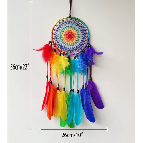 SOYUZU Dream Catchers Rainbow Dream Catcher Handmade Dream Catchers for Bedroom Adult Colorful Feather Dream Catcher for Boys Girls Kids Rainbow Wall Hanging Decor Gifts