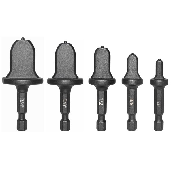 HVAC Copper Tube Flaring Tool 5PC Drill Bit Set, Copper Pipe Expander Bit for Air Conditioner Repairing, Include 3/4 5/8 1/2 3/8 and 1/4, Hex Shank for Impact Drill and Power Drill