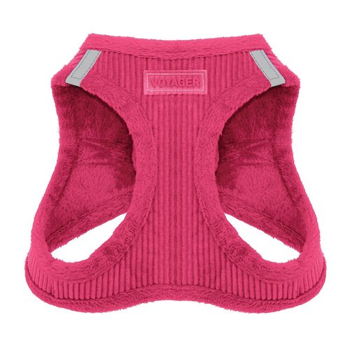Voyager Step-In Plush Dog Harness – Soft Plush, Step In Vest Harness for Small and Medium Dogs by Best Pet Supplies - 1Fuchsia Corduroy, M (Chest: 16 - 18")