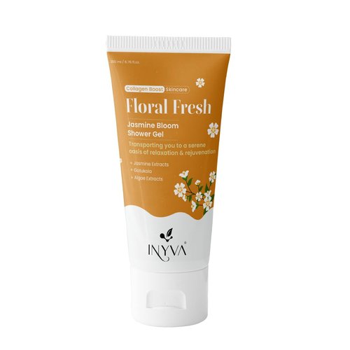 INYVA FloralFresh Jasmine Bloom Shower Gel | With Algae, Gotukola & Jasmine Extract | Luxurious Refreshing Cleanse | Hydrates & Soothes Skin | Invigorating Floral Scent | For All Skin Types - 200ml