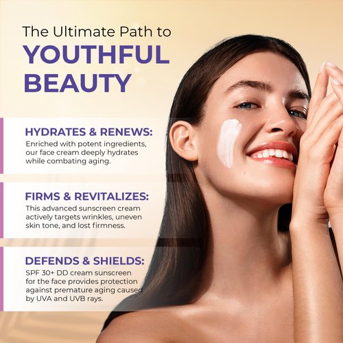 CARESILK Daily Defense Mineral Sunscreen Face Moisturizer With SPF 30 + Hyaluronic Acid, Collagen, Peptides | Sun Screen Face Lotion, Sunblock Face Sunscreen | Reef Safe Sunscreen