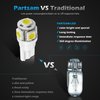 Partsam T10 LED Light Bulbs 5X White 161 168 194 Wedge Base Lights 5-5050-SMD for Cab Roof Running Marker Light LED Backup License Plate Parking Turn Signal Light